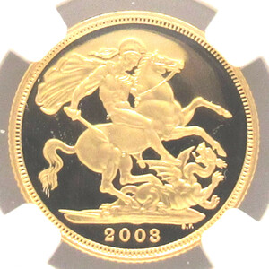 『最高鑑定』2003年 イギリス 1ポンド金貨 NGC PF70 ULTRA CAMEO エリザベス2世 セントジョージ 金貨