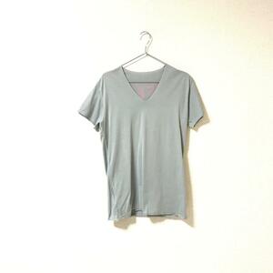 ★ルシアンペラフィネ LUCIEN PELLAT-FINET★メンズ Vネック メッセージプリント Tシャツ カットソー グレー size S 管:B:01