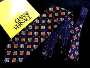 ♪今週の特売980円～♪3698♪良品【GIANNI VERSACE】ヴェルサーチ【メデューサ ライオン 動物 柄】ネクタイ♪