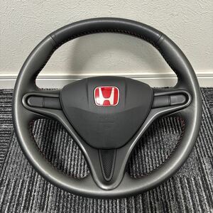 超美品 ホンダ HONDA FD2 後期 シビックタイプR CIVIC TYPE R 純正 レザー ステアリング ハンドル エアバック・インフレーター無し