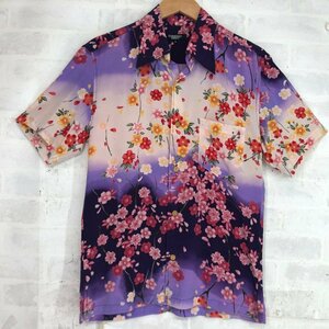 TORNADO MART トルネードマート ウォッシャブルシルク 半袖シャツ SIZE: M 桜 和柄 パープル/ピンク MH632024090604