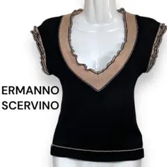 【ERMANNO SCERVINO】ノースリーブ ニットトップス フリル トリム