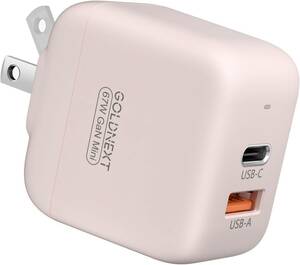 ピンク GOLDNEXT 67W PD 充電器 2ポート Type-C/USB-A対応 急速充電器 PD3.0対応/QC3.0/P