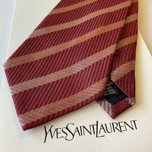 イヴサンローラン　YSL　ワイドネクタイ　新品定価￥35.200　ストライプ01　ラグジュアリー　色艶在る上品なネクタイ Yves Saint Laurent 