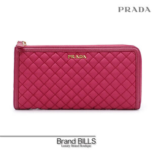 未使用品 PRADA プラダ テスート キルティング 長財布 L字ファスナー 1M1183 イビスコ ピンク ゴールド金具