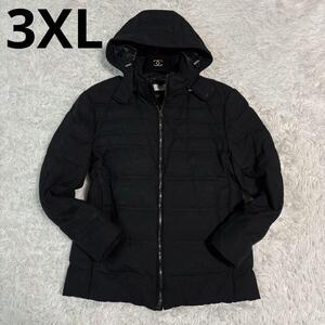 ◆超希少 極美品 54/3XLサイズ◆ムッシュニコル MONSIEUR NICOLE ダウンジャケット シャドー ペイズリー フード 取り外し可能 2way 黒