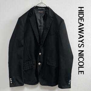 美品　HIDEAWAYS NICOLE ハイダウェイニコル　ニコル　テーラードジャケット　ジャケット　ブラック　黒　メンズ　46 M