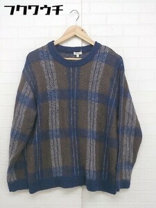 ◇ BEAUTY & YOUTH UNITED ARROWS チェック 長袖 ニット セーター サイズS パープル系 マルチ メンズ