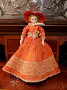 Ruth Gibbs Vintage China Head Doll A 赤い帽子 12.5cm