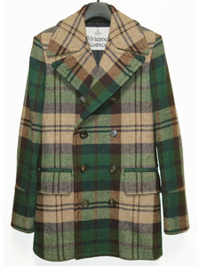 Vivienne Westwood × Harris Tweed 18AW チェックツイードPコート 44 国内品 新品同様 メンズ ヴィヴィアンウエストウッド ハリスツイード