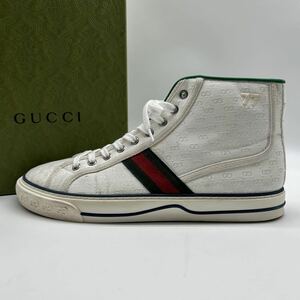 1円 【未使用級】 GUCCI グッチ 【王者の貫禄】 メンズ テニス スニーカー ハイカット 靴 マイクロGG キャンバス シェリーライン9 28.5cm位