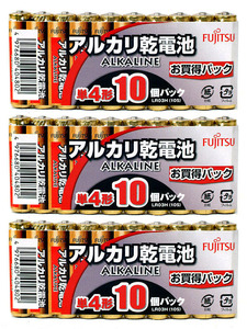 [送料無料] 単4アルカリ乾電池【30本】1.5V 富士通 LR03H(10S)【即決】FUJITSU FDK 単四アルカリ乾電池 単4アルカリ★4976680404802 新品