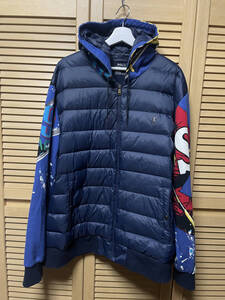 POLO SKI プリント レア SIZE XXLライト ダウン ジャケット ネイビー ポロ ラルフローレン ユーズド美品