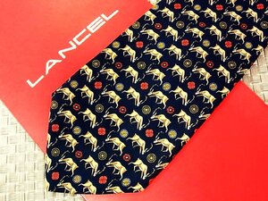 ♪27950C♪良品【動物 花 デザイン 柄】ランセル【LANCEL】ネクタイ