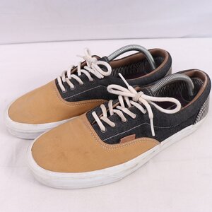 バンズ TB4R 27.5cm/VANS ローカットスニーカー マスタード デニム ストライプ柄 中古 古着 メンズ et1757