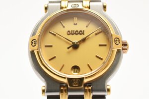 グッチ 9000L デイト ラウンド コンビ クォーツ レディース 腕時計 GUCCI