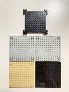 【送料込】レゴ　LEGO 12x12 特殊ブロック　ペグ付き　5枚　黒　タン　新灰