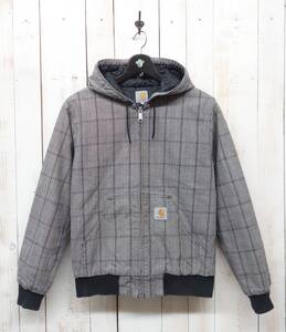 古着卸　レトロワーク ＊CARHARTT カーハート ＊ACTIVE JACKET 　 アクティブジャケット 　ワークウェア　パーカー ＊グレー系チェック　S