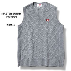 極美品 MASTER BUNNY EDITION Vネック ニット ベスト カシミヤ 羊毛 グレー マスターバニー パーリーゲイツ GOLF ゴルフ メンズ ウェア 4 