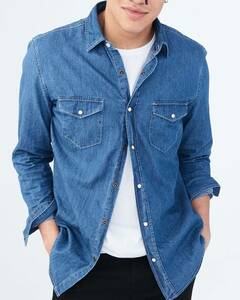 ●送料無料●大きいサイズ　Aeropostale　ミディアムウォッシュデニムシャツ【USサイズ/3XL】