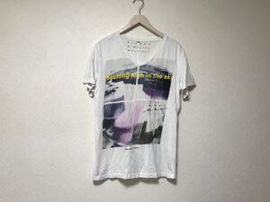 本物ディーゼルDIESELコットンVネックプリント半袖Tシャツメンズサーフアメカジミリタリーストリートスケーターワーク白ホワイトLトルコ製