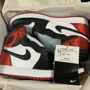 【国内正規品】 24.0cm NIKE AIR JORDAN 1 RETRO HIGH OG SATIN BLACK TOE wmns US 7 CD0461-016 ナイキ ジョーダン サテン つま黒 bred