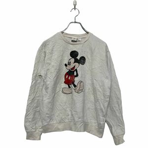 H&M プリント スウェット トレーナー XS レディース ホワイト エイチアンドエム Disney 裏起毛 ミッキー 古着卸 アメリカ仕入 a601-6147