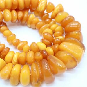 1円〜!!《天然本琥珀ネックレス》N 約25.8g 約46.0cm アンバー 琥珀 necklace jewelry ジュエリー CC0/DE0 M67