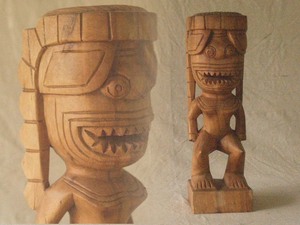 貴重コアウッド tiki ティキ 30ｃｍ アーティスト作家物 カウアイ島 ハワイ神 セクシー美女 女神 仏教 仏像 吉祥 招福 縁起物