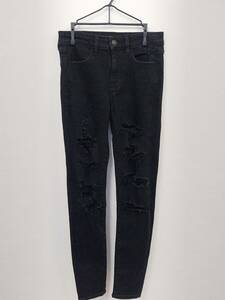 AMERICAN EAGLE アメリカンイーグル デニム ブラック HI-RISE JEGGING NE(X)T LEVEL STRETCH US4 155/68A【5977】