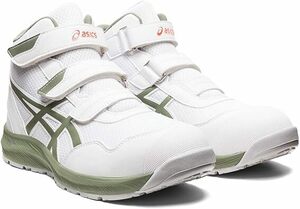 【WH-0471】未使用 asics アシックス ウインジョブ CP216 1273A076-100 25.5cm ホワイト×ライケングリーン 安全靴 US8