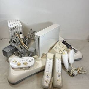 【MH-9205】中古品 任天堂 Wii 本体 セット ホワイト ゲーム機 RVL-001 白 箱無 バランスWiiボード付き Wiiソフト6本 通電のみ確認済み