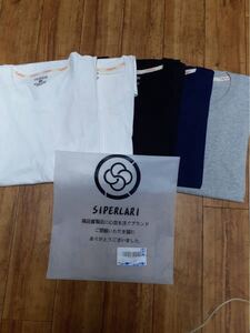 SIPERLARI ⑤丸首LLインナーシャツ 無地綿100%Tシャツ５枚組 ホワイト 2ブラック1グレー1紺1