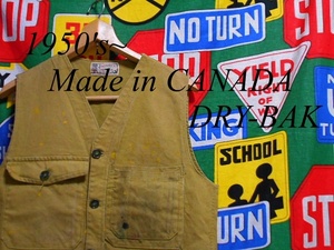 ★雰囲気◎な1着★Made in CANADA製カナダ製DRY BAKドライバックPIONEERパイオニアビンテージハンティングベスト50s60s50年代60年代4つポケ