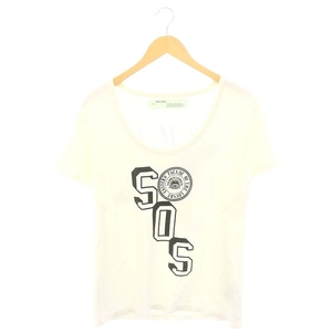 オフホワイト OFF WHITE main label SプリントTシャツ 半袖 刺繍 S 白 黒 マルチカラー /MI ■OS メンズ