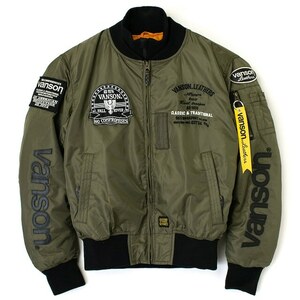 【在庫あり 即納】バンソン XLサイズ VS23108W MA-1ジャケット カーキ XL VANSON JACKET (秋冬モデル)