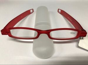 新品　コンパクト　折りたたみ　シンプル　老眼鏡　+2.0　レッド　★