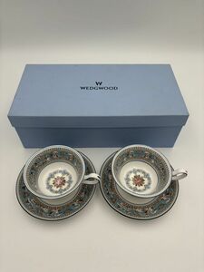 M729　WEDGWOOD　ウェッジウッド　カップ＆ソーサ―　2客セット　ブルー系　