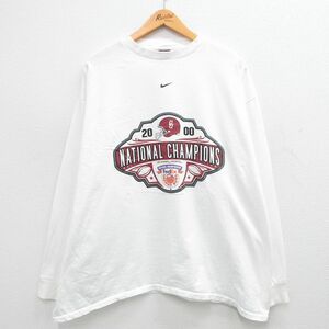 XL/古着 ナイキ NIKE 長袖 ビンテージ Tシャツ メンズ 00s オレンジボウル FedEX 大きいサイズ コットン クルーネック 白 ホワイト spe