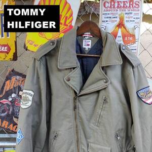 TOMMY HILFIGER トミーヒルフィガー ダブル ライダース ジャケット ワッペン ベージュ 10516