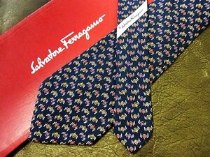 ★良品★3R05319【Ferragamo】フェラガモ「車 乗り物 柄」ネクタイ