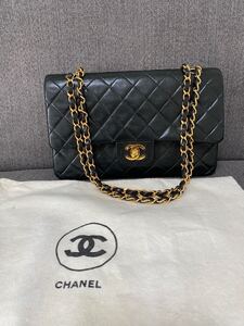 CHANEL シャネル マトラッセ 25 ダブル チェーンショルダーバッグ ダブルフラップ ラムスキン 黒 ブラック ココマーク カバン バッグ 1円〜