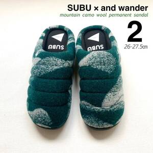 新品 SUBU スブ × and wander アンドワンダー mountain camo wool permanent sandal サンダル 2 メンズ 26-27.5㎝ カモフラ 送料無料