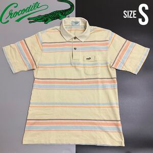 クロコダイル 半袖 ポロシャツ Sサイズ 綿100% ボーダー柄 Crocodile LACOSTE ラコステ リメイク 直し