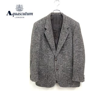 1D1055-K-N◆日本製 Aquascutum アクアスキュータム テーラードジャケット◆size98-88-175 ブラウン 総裏仕立て キレイめ 厚手 紳士