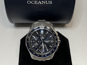 極美品 定価198,000円 CASIO オシアナス マンタ 電波ソーラー腕時計 OCW-S7000-1AJF ブラック文字盤 チタンベルト メンズ 質屋の質セブン