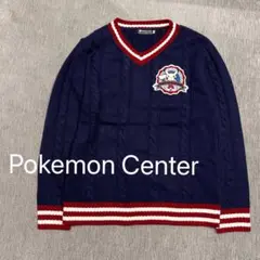 美品 Pokemon Center ピカチュウ　ワッペン　ニット カレッジロゴ