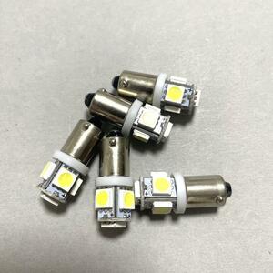 24V BA9S ホワイト 白 LED 5連 5050 5個 デコトラトラック ポジション メーター ドアカーテシ トランク灯 ルームランプ マップランプ室内灯