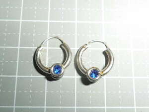 フープピアス　シルバー９２５　ブルー　１２ｍｍ