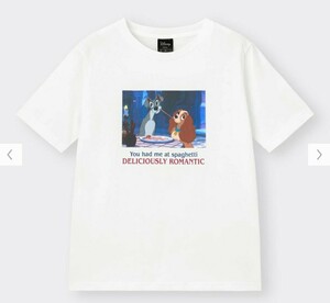 XXLサイズ GU 新品 Disney わんわん物語 レディ トランプ 半袖 白 ホワイト Tシャツ 綿100 犬 ディズニー 大きいサイズ 3L 送料無料